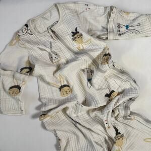 Gender Neutral Bunny Zip Up Linen Sleep Sack w/ Snap Off Sleeves Sz 105cm